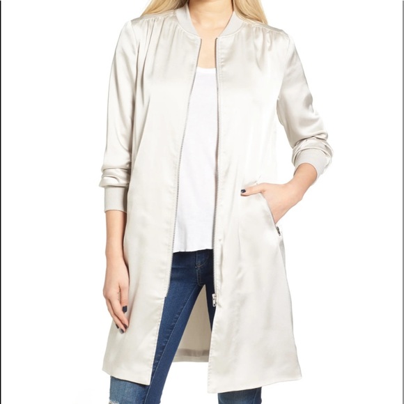 J.O.A. Satin Longline Bomber Jacket - Picture 1 of 16